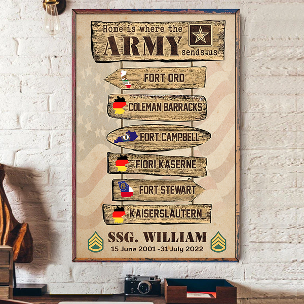 Custom Poster Canvas Military Base Location Home Is Where The Military Sends Us Gift For Veteran Wall Art Home Decor