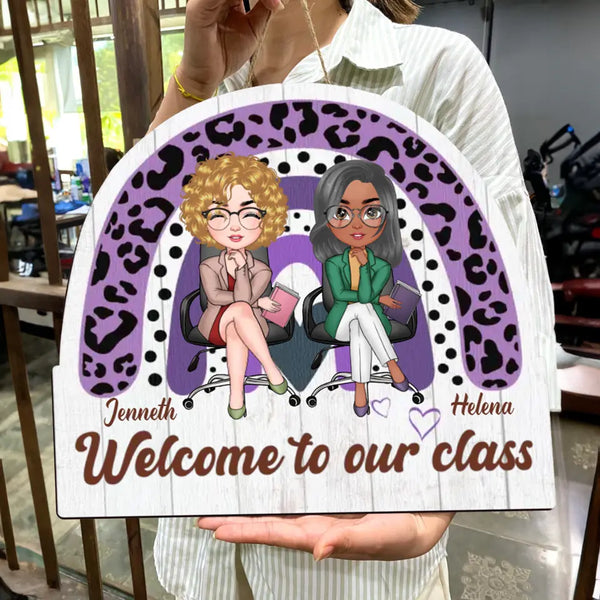 Personalized Custom Two Girls Door Sign - Birthday, Welcoming Gift For Office Staff