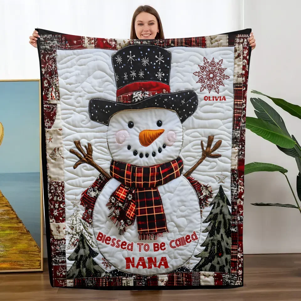 Nana Grandma Gigi - Personalized Snowman & Snowflake Blanket