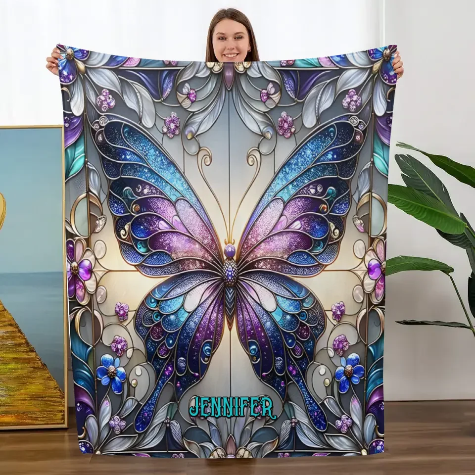 Beautiful Butterfly - Personalized Butterfly Blanket