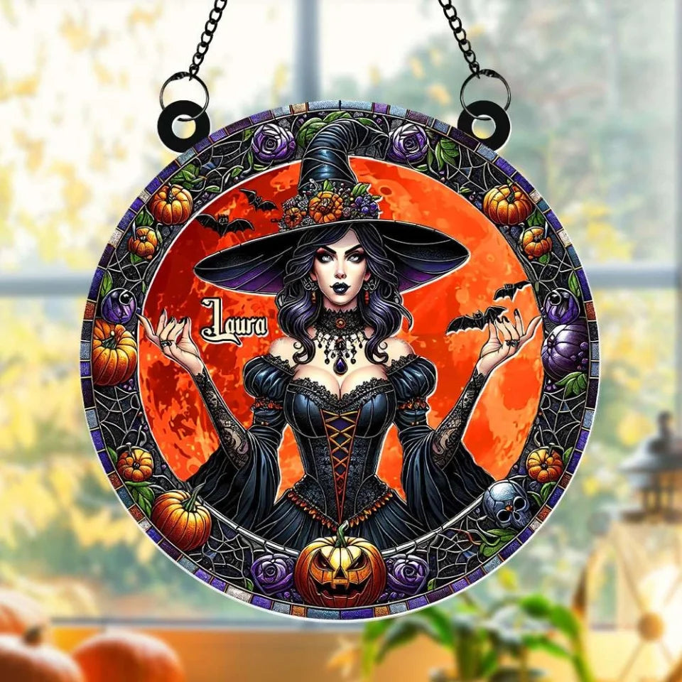 Wicked Witch Home Decor Personalized Witch Round Suncatcher For Halloween