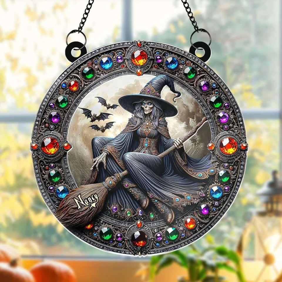 Wicked Witch Home Decor Personalized Witch Round Suncatcher For Halloween