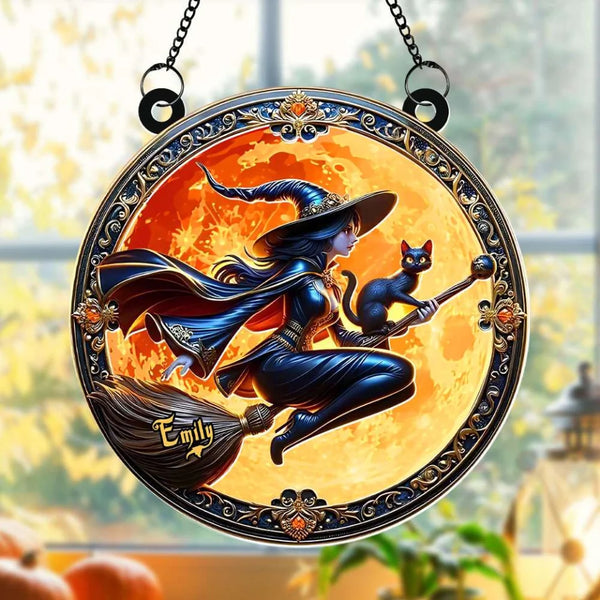 Wicked Witch Home Decor Personalized Witch Round Suncatcher For Halloween