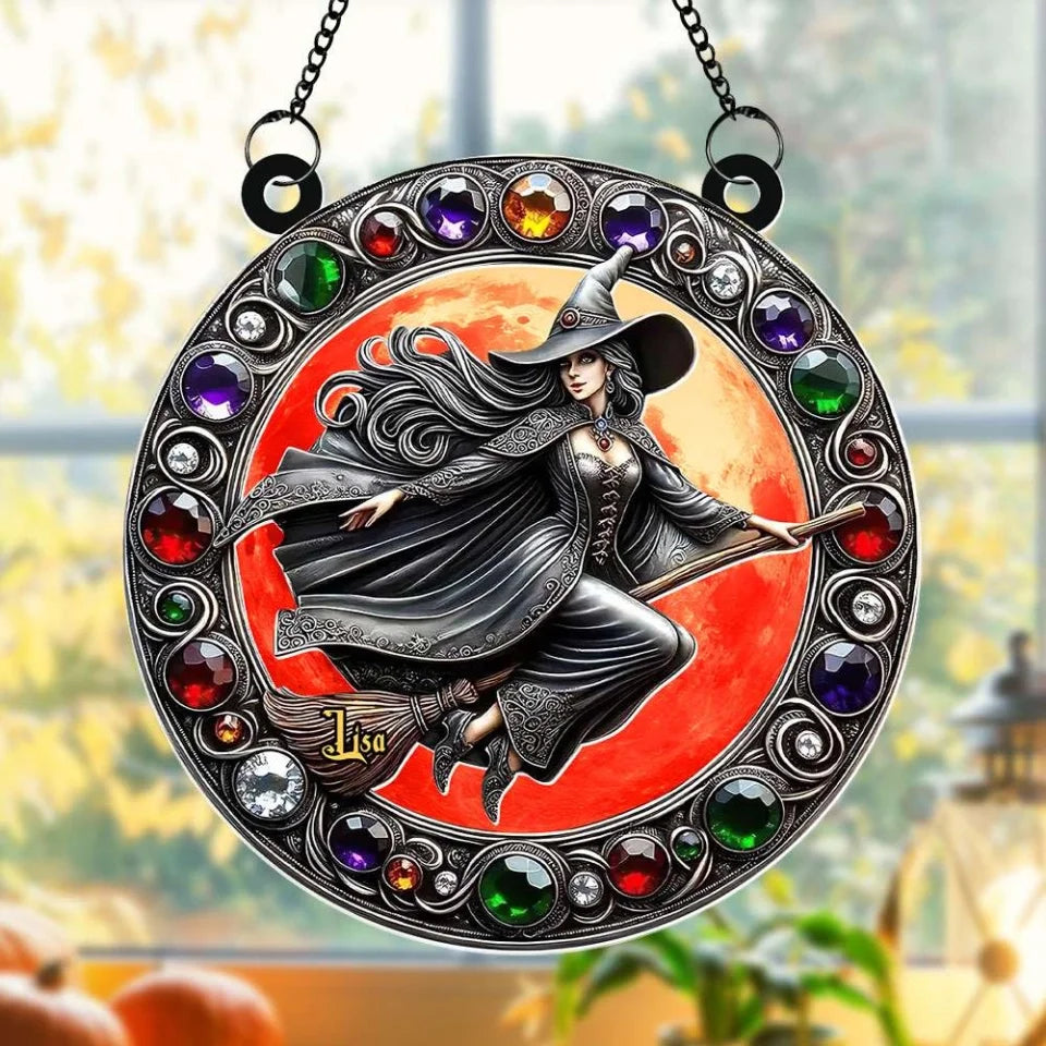 Wicked Witch Home Decor Personalized Witch Round Suncatcher For Halloween