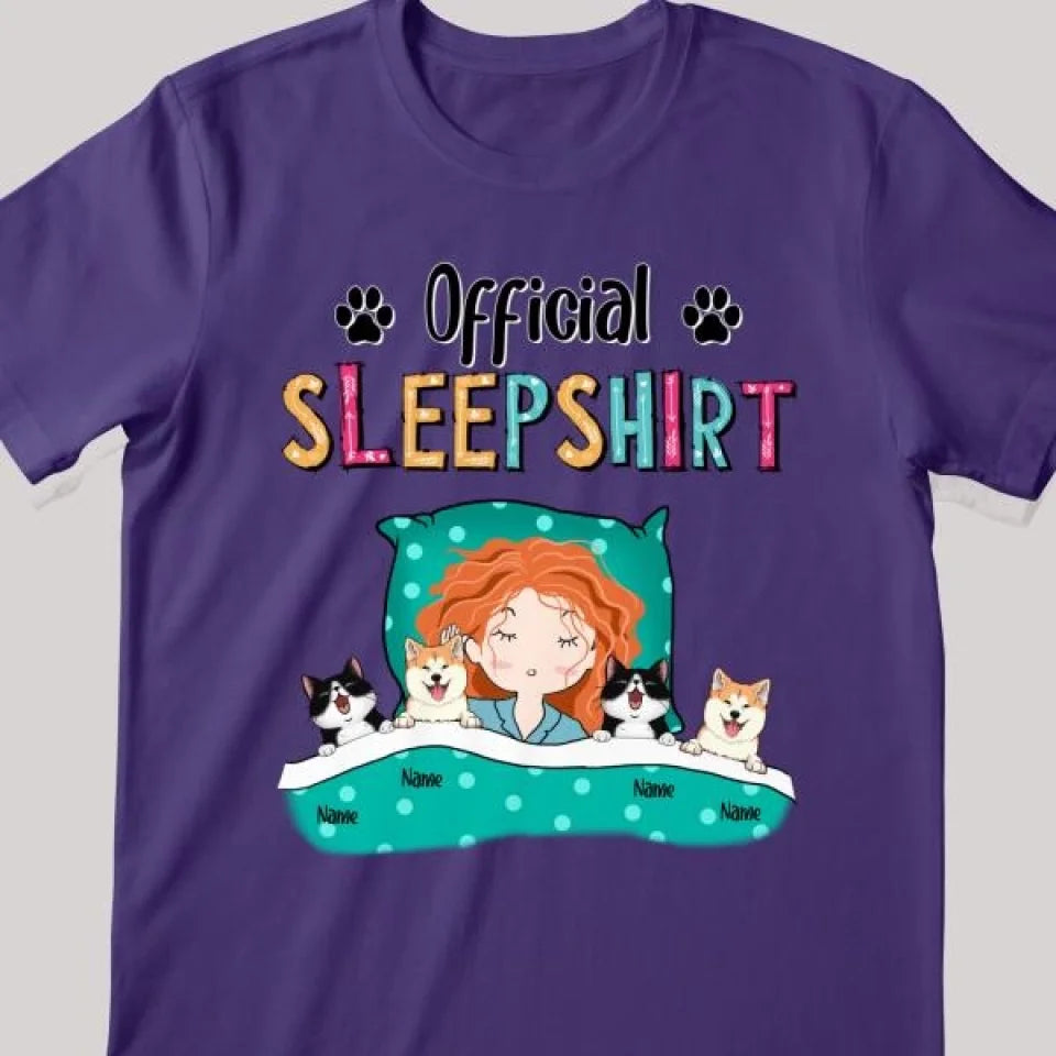 Official Sleep Shirt, Girl And Her Cats & Dogs, Personalized Dog & Cat Lovers T-shirt