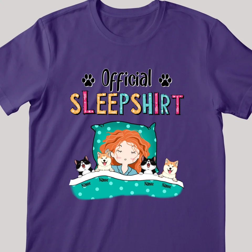 Official Sleep Shirt, Girl And Her Cats & Dogs, Personalized Dog & Cat Lovers T-shirt