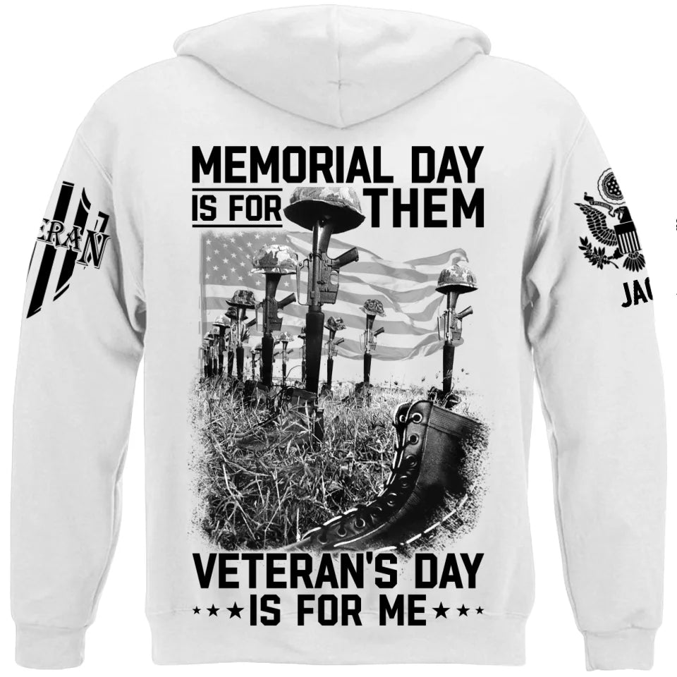 Memorial Day Is For Them Veteran's Day Is For Me Custom All Branches Logo Shirt For Veteran