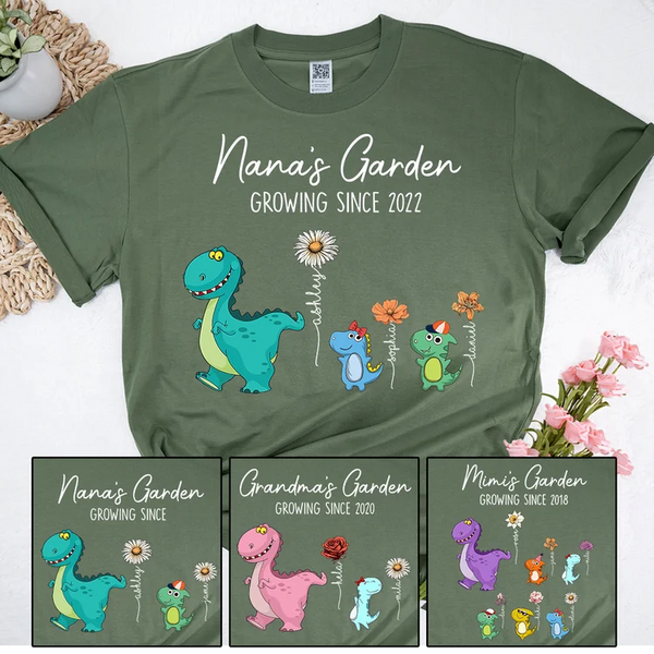 Nana's Garden Nana Saurus And Kids Custom Shirt