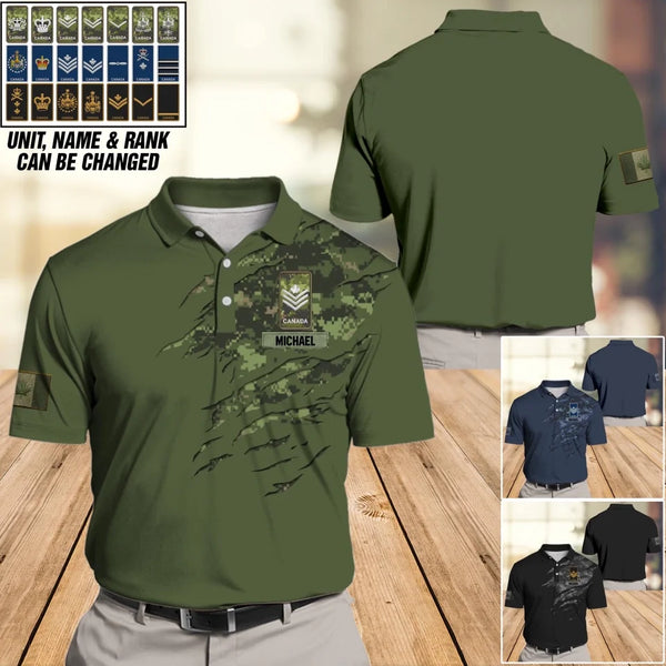 Personalized Canadian Veteran/ Solider Camo Polo Shirts