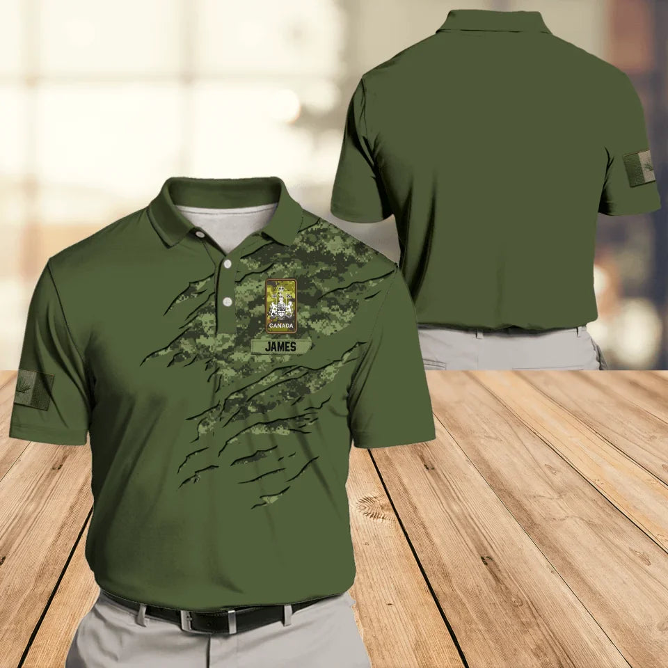 Personalized Canadian Veteran  Solider Camo Polo Sh