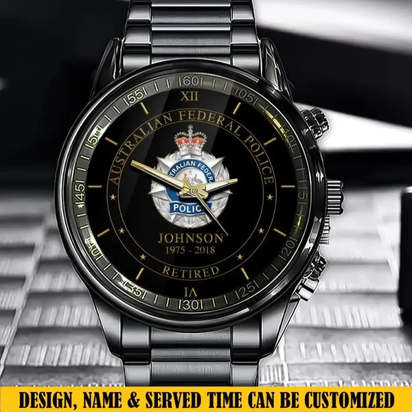 Personalized Australian Police Logo Custom Name & Time Watch