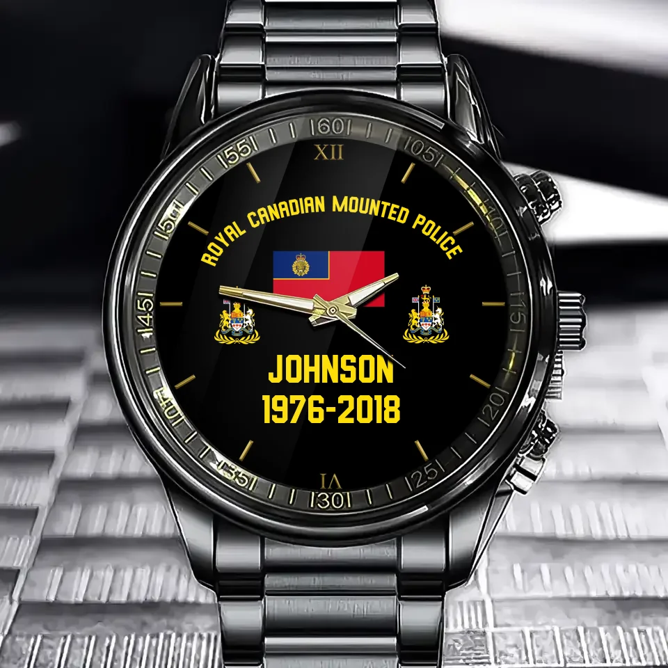 Personalized Royal Canadian Mounted Police Rank & Custom Name Watch