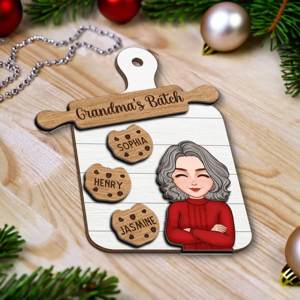 Grandma Mom Cookie Board Christmas Personalized 2-Layer Wooden Ornament