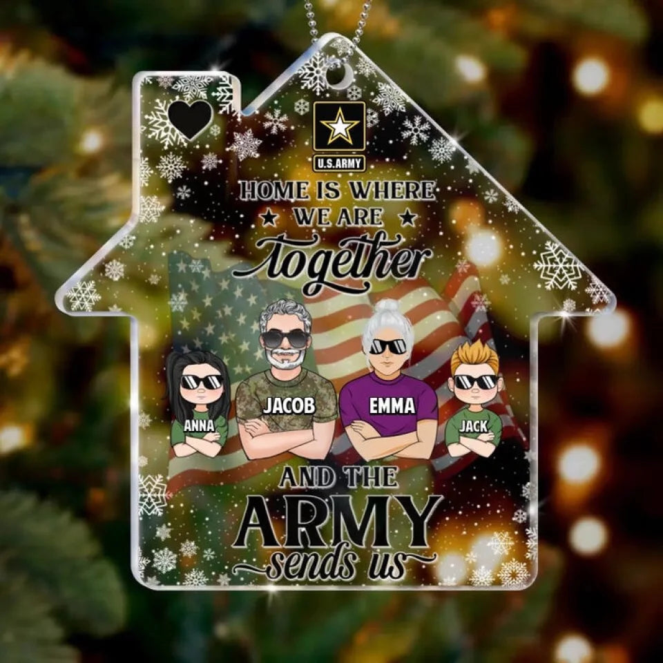 Personalized Veteran Family Acrylic Ornament - Gift for Veterans/Family - Home Is Where We Are Together