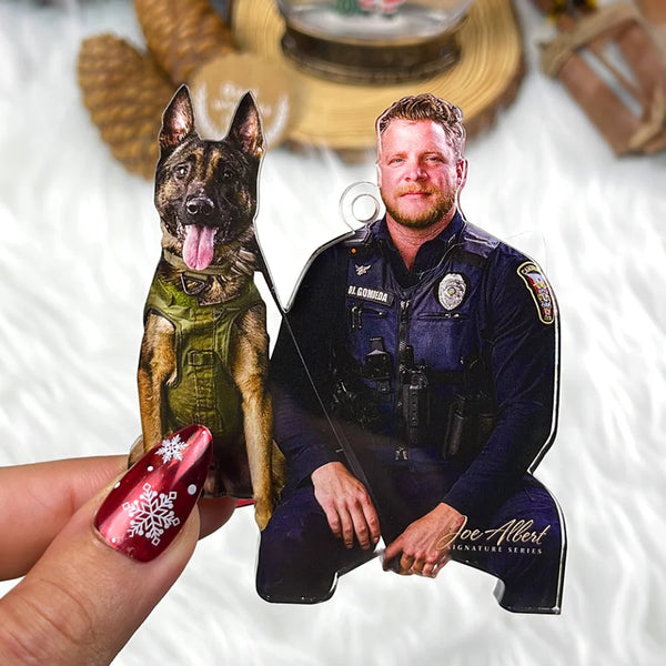 Customizable Photo Ornaments for Police: Celebrate the Heroes in Uniform with Personalized Gifts for Officers and Their K9 Companions