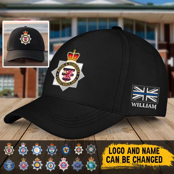 Personalized UK Police Branch Logo & Name Black Cap Printed