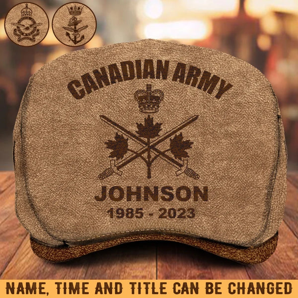 Personalized Canadian Army Logo Custom Name & Time Jeff Cap Printed