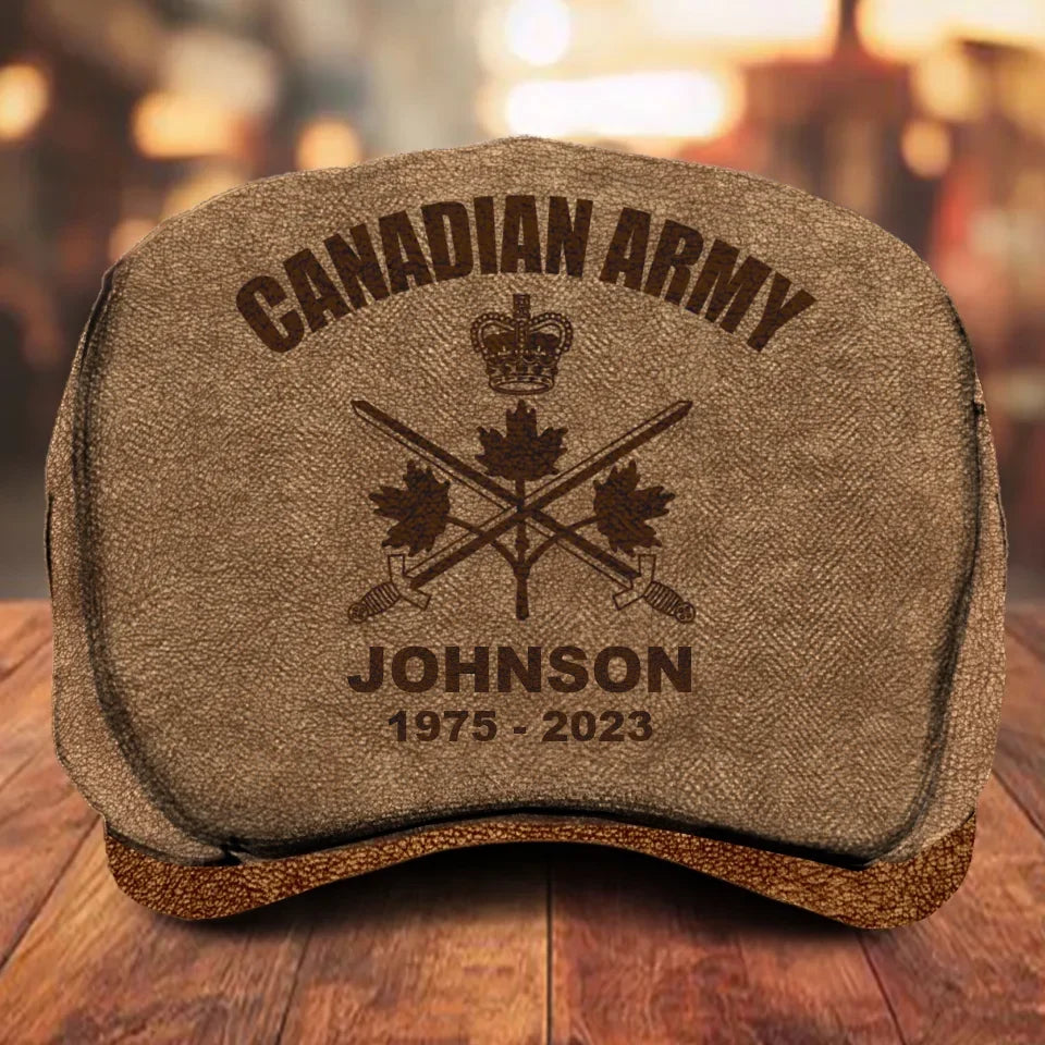 Personalized Canadian Army Logo Custom Name & Time Jeff Cap Printed