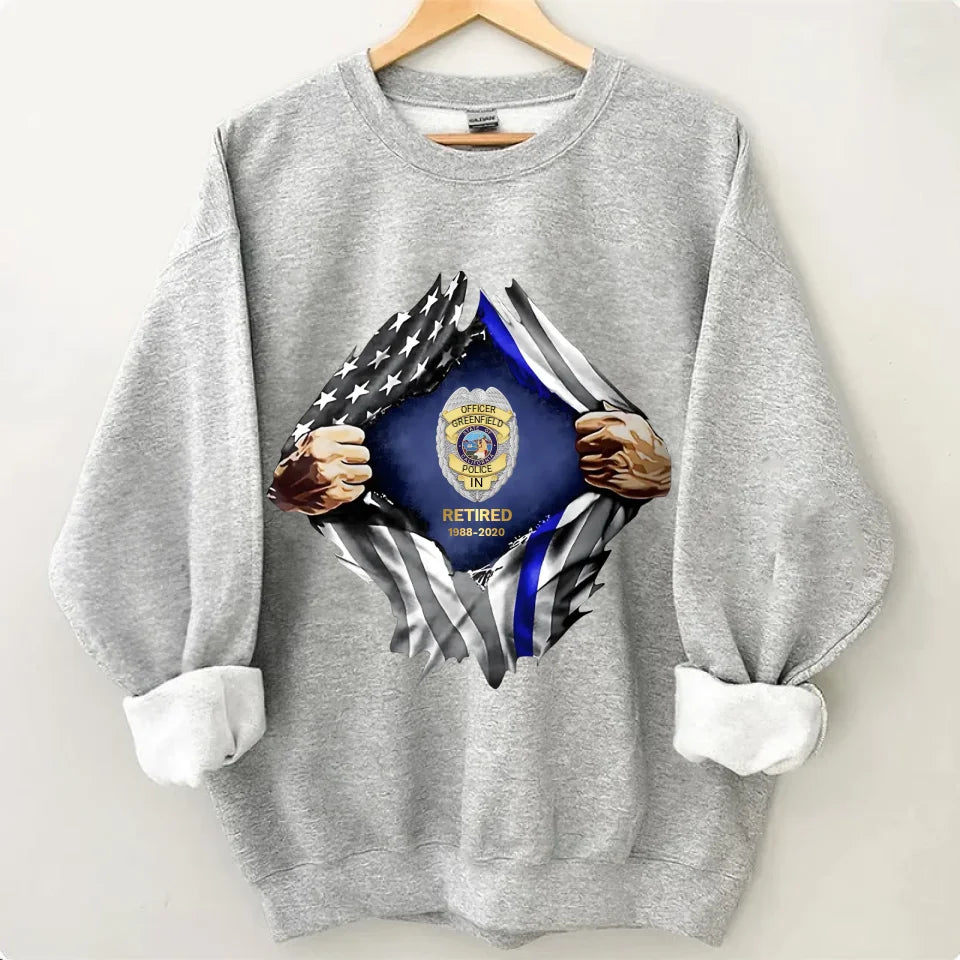 Personalized Retired US Police Badge & Service Time T-shirt