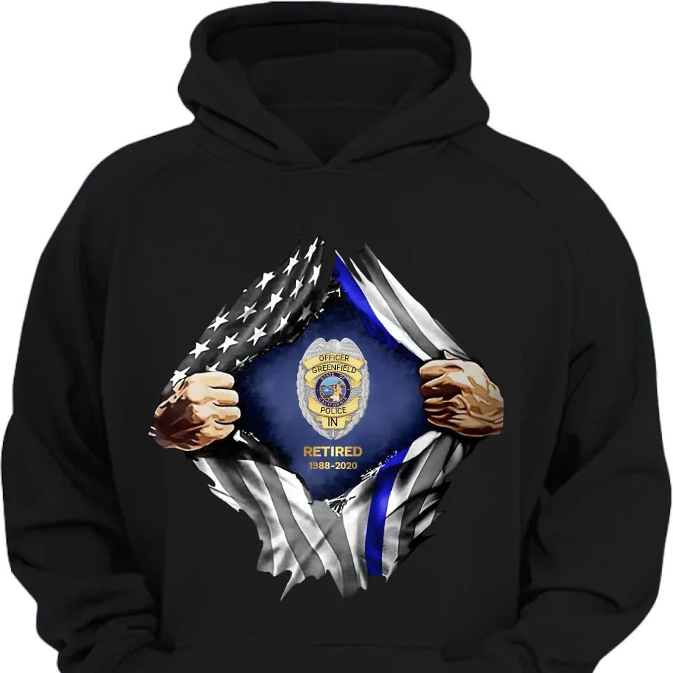 Personalized Retired US Police Badge & Service Time T-shirt