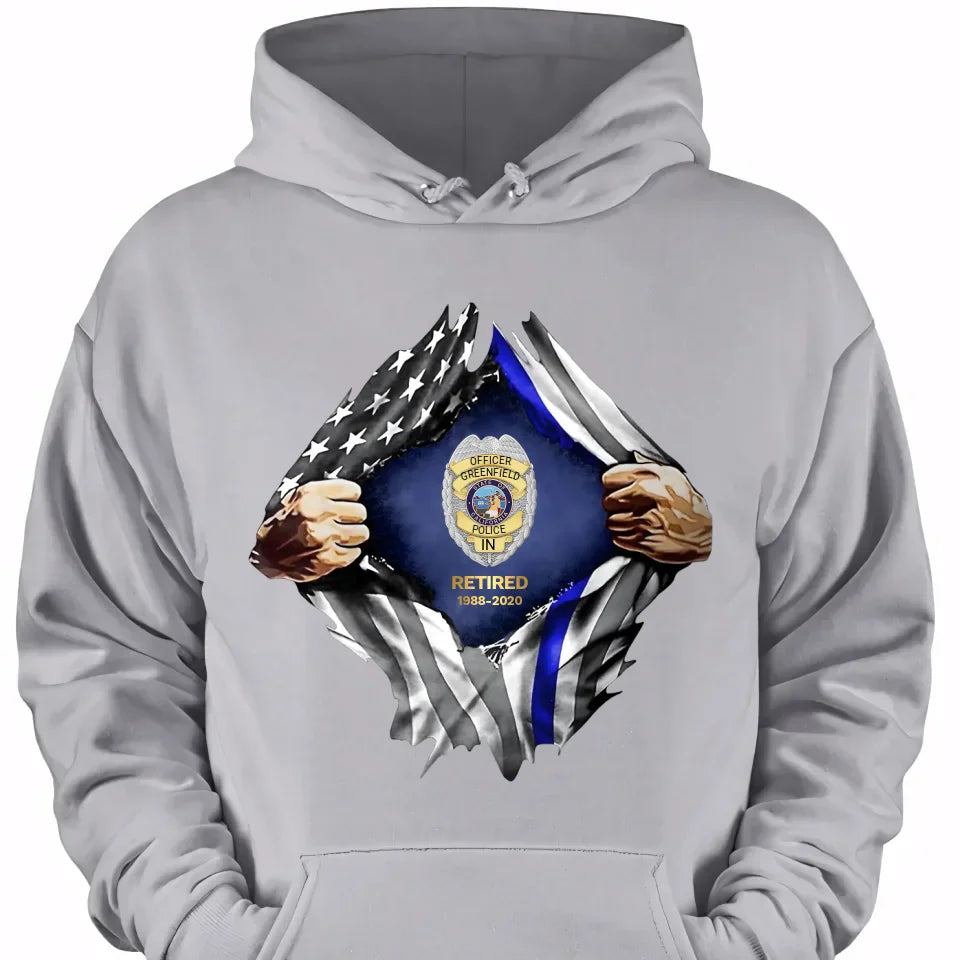 Personalized Retired US Police Badge & Service Time T-shirt