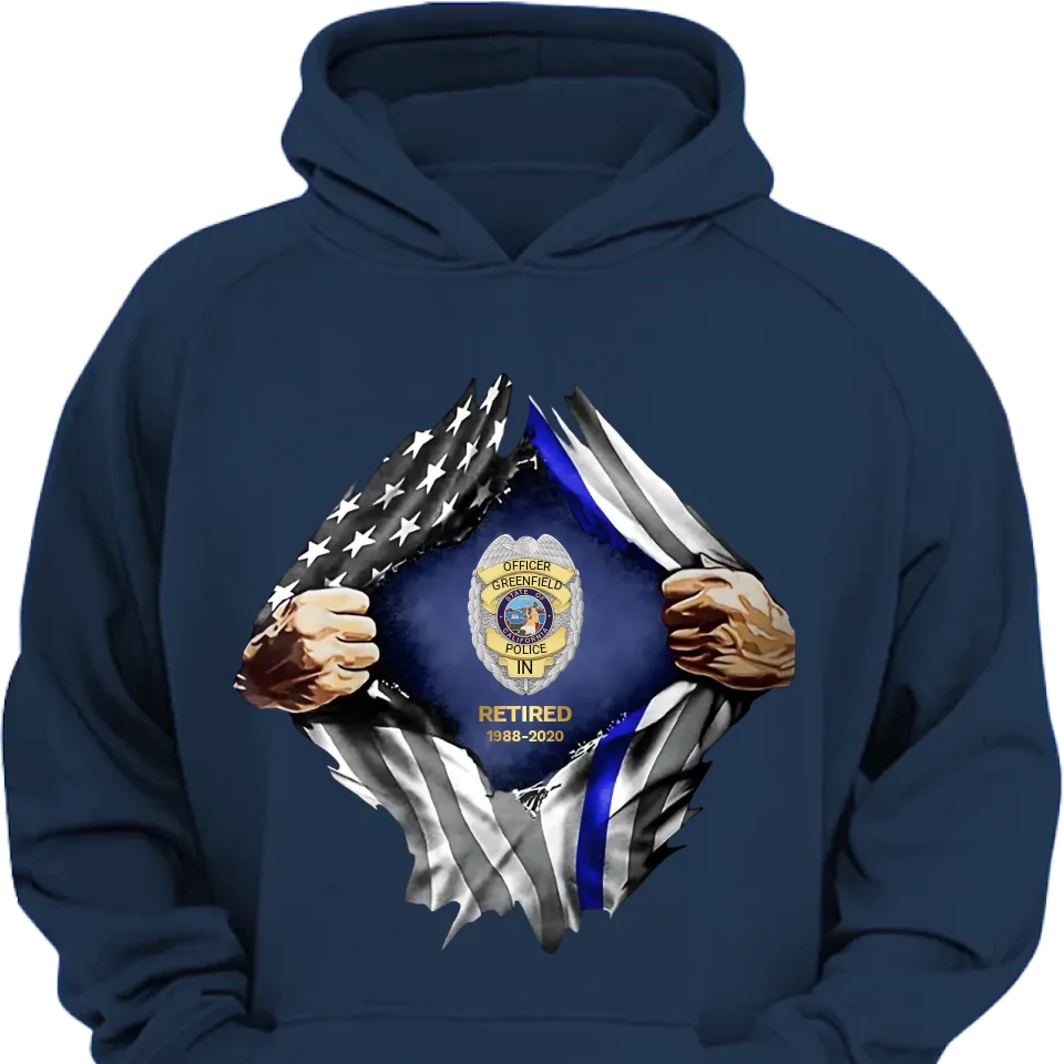 Personalized Retired US Police Badge & Service Time T-shirt