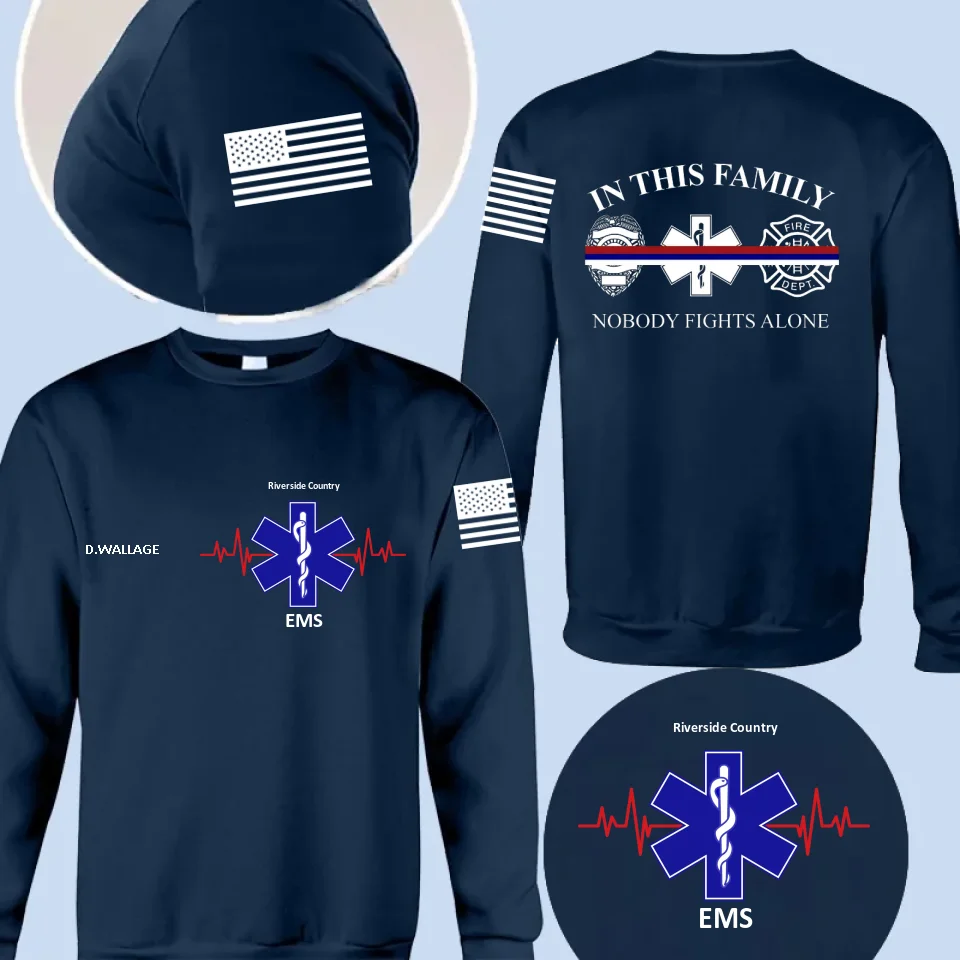 Custom Personalized EMS/EMT/Paramedic/Firefighter/Police AOP T-shirt - Gift Idea For Paramedic/Firefighter/Police - In This Family Nobody Fights Alone