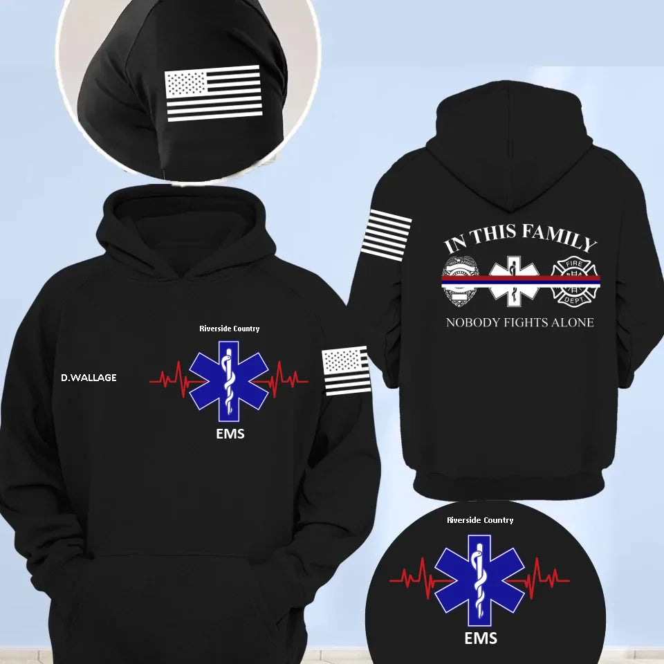 Custom Personalized EMS/EMT/Paramedic/Firefighter/Police AOP T-shirt - Gift Idea For Paramedic/Firefighter/Police - In This Family Nobody Fights Alone