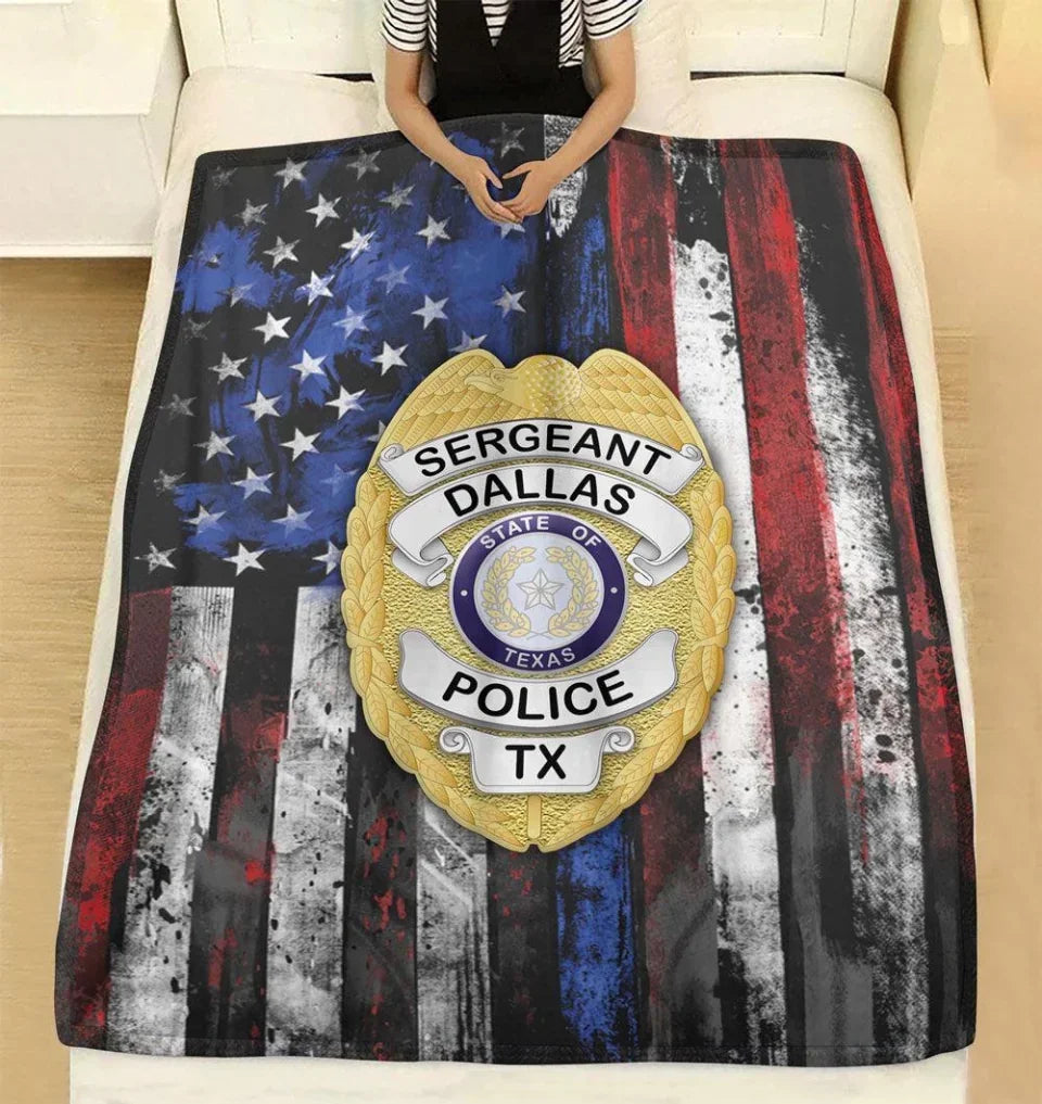 Customizable Police Badge Fleece Blanket - Personalized Comfort for Law Enforcement Officers and Supporters