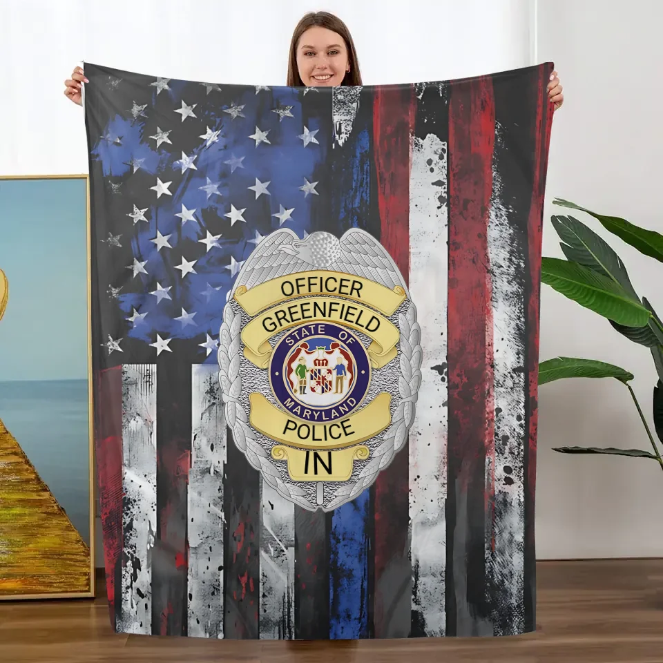 Customizable Police Badge Fleece Blanket - Personalized Comfort for Law Enforcement Officers and Supporters