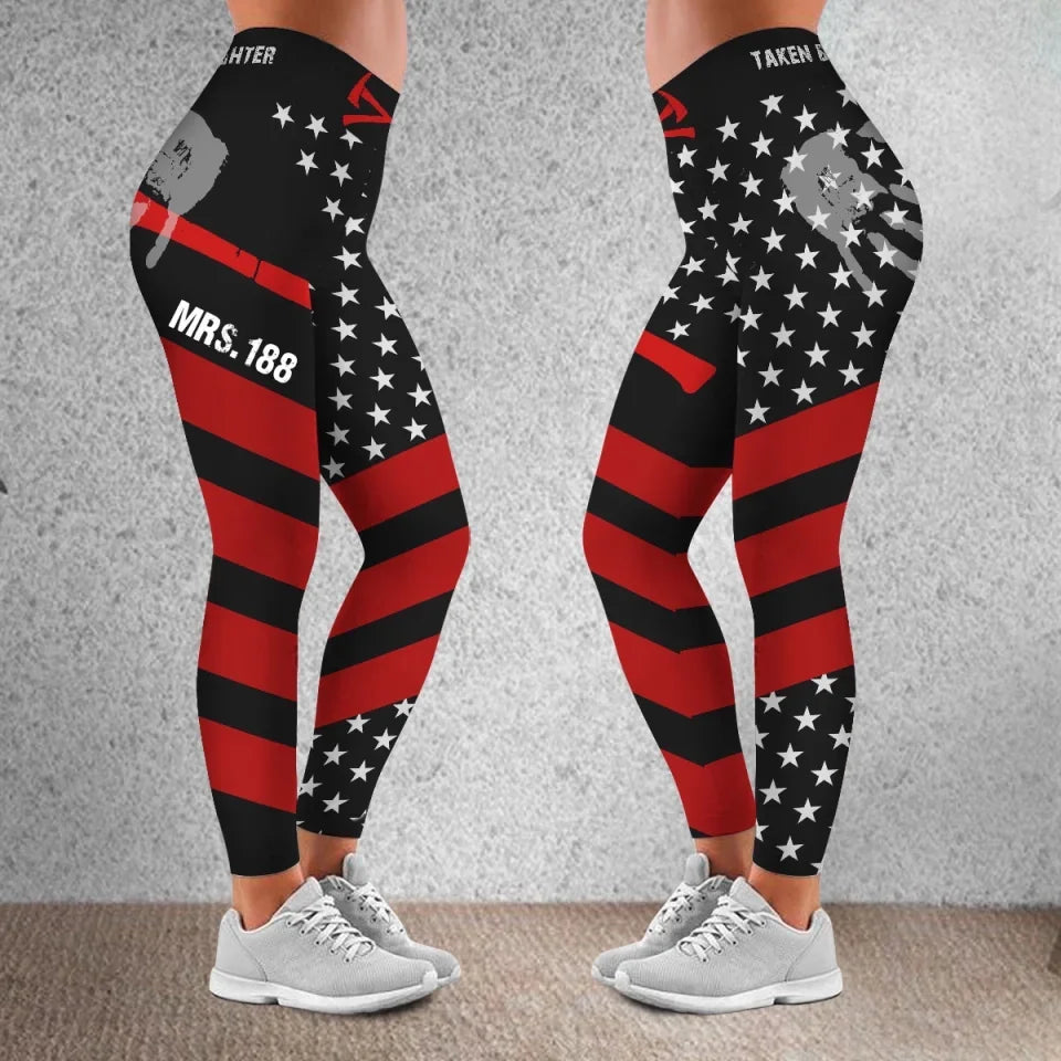 Personalized Taken By My Firefighter Legging Printed