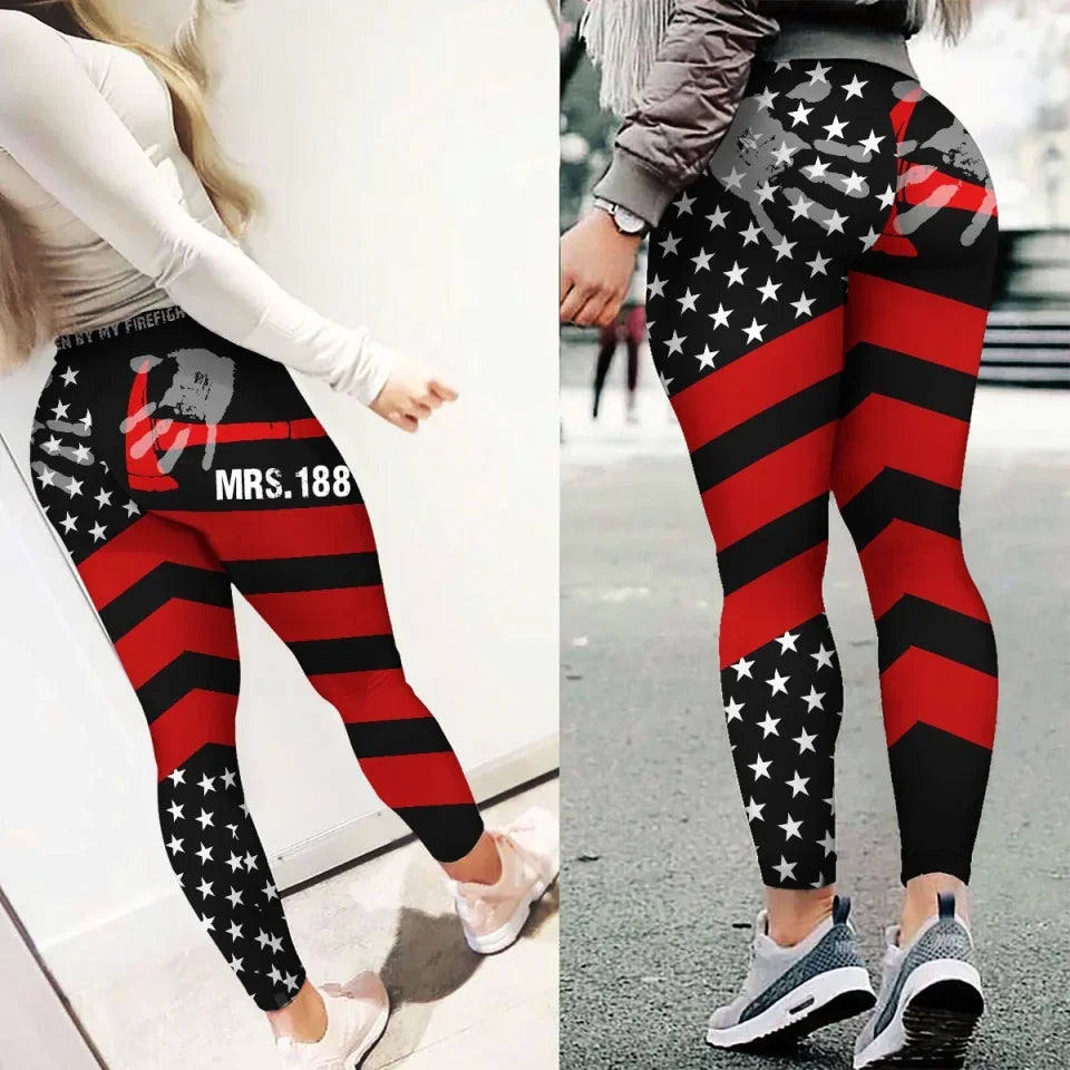 Personalized Taken By My Firefighter Legging Printed