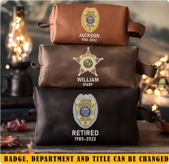 Personalized US Police Badge Retired US Police Officer Custom Time Retro Toiletry Bag Printed