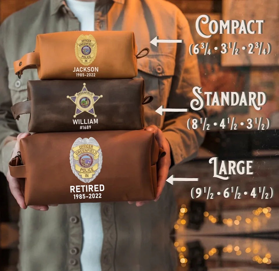 Personalized US Police Badge Retired US Police Officer Custom Time Retro Toiletry Bag Printed