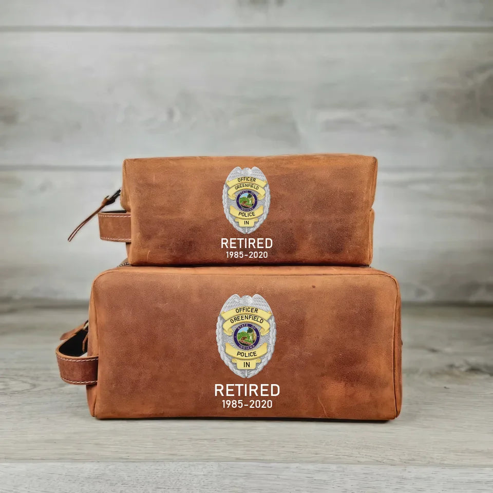 Personalized US Police Badge Retired US Police Officer Custom Time Retro Toiletry Bag Printed