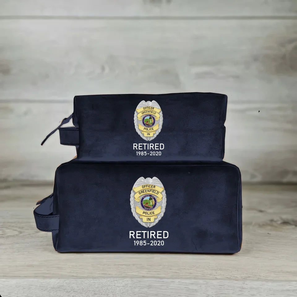 Personalized US Police Badge Retired US Police Officer Custom Time Retro Toiletry Bag Printed