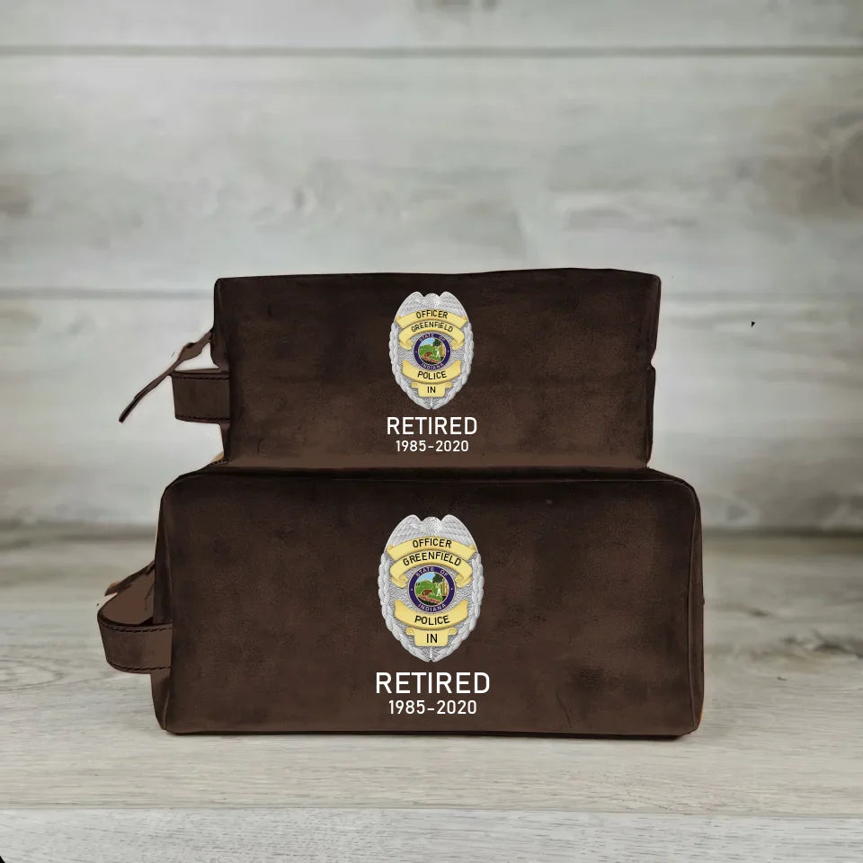 Personalized US Police Badge Retired US Police Officer Custom Time Retro Toiletry Bag Printed