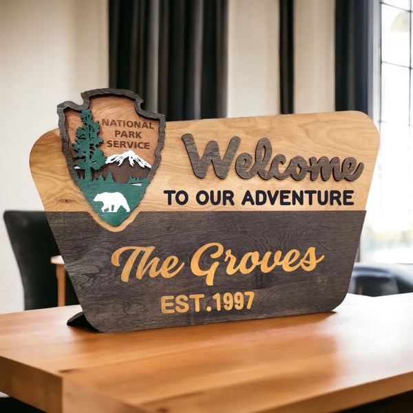 NPS Welcome To Our Adventure Wooden Sign - P