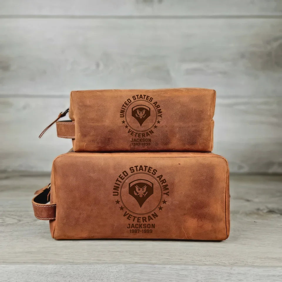 Personalized US Military Veteran Custom Time Retro Toiletry Bag Printed