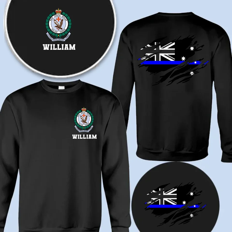 Personalized Australian Police Branch Logo Custom Name T-shirt & Sweatshirt & Hoodie Printed