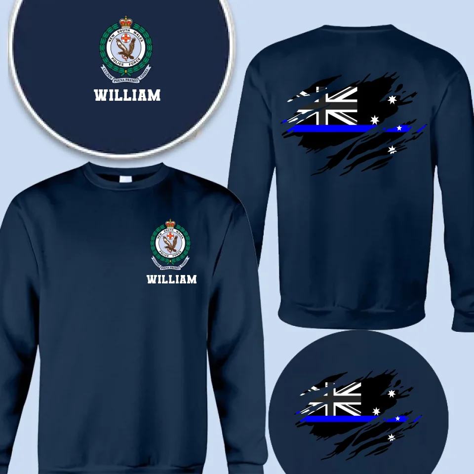 Personalized Australian Police Branch Logo Custom Name T-shirt & Sweatshirt & Hoodie Printed