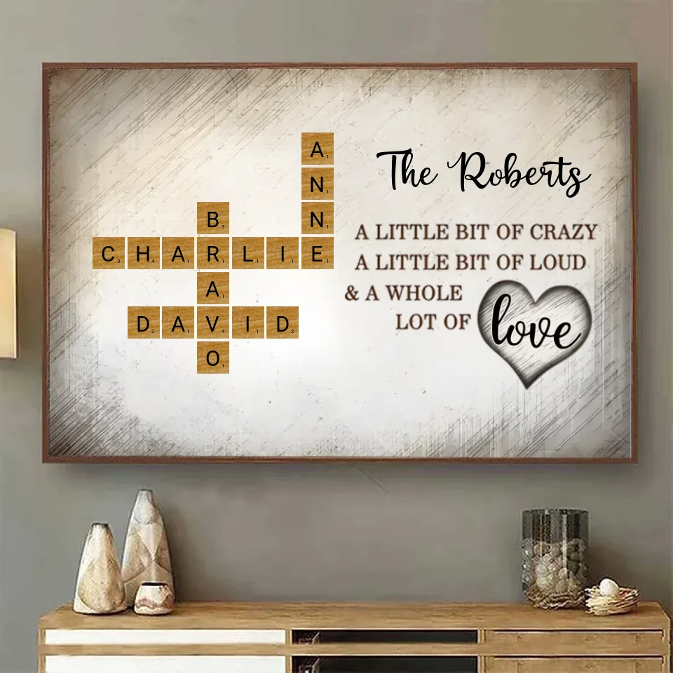 Family Whole Lot Of Love Crossword Puzzle Art - Captured In A Moment, Cherished For A Lifetime Personalized Poster