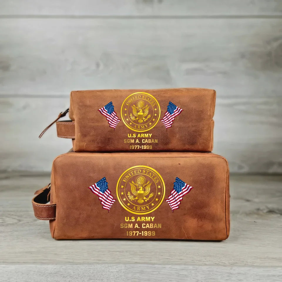 Personalized US Veteran Custom Name Toiletry Bag Printed