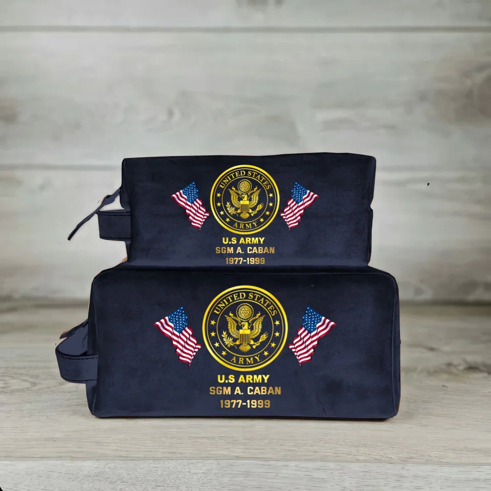 Personalized US Veteran Custom Name Toiletry Bag Printed