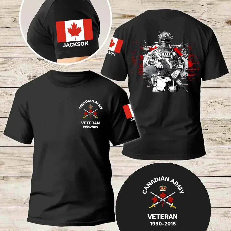 Personalized Canadian Veteran/Police/Firefighter logo Tshirt Printed