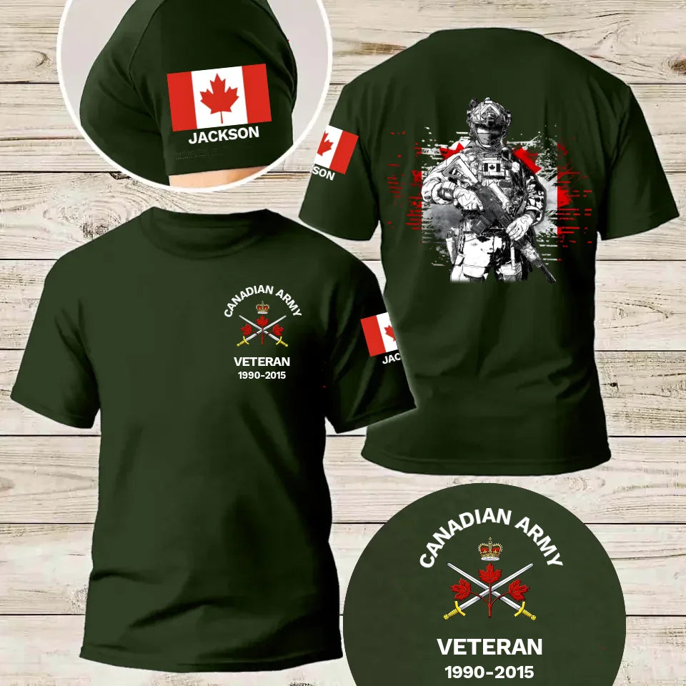 Personalized Canadian Veteran/Police/Firefighter logo Tshirt Printed