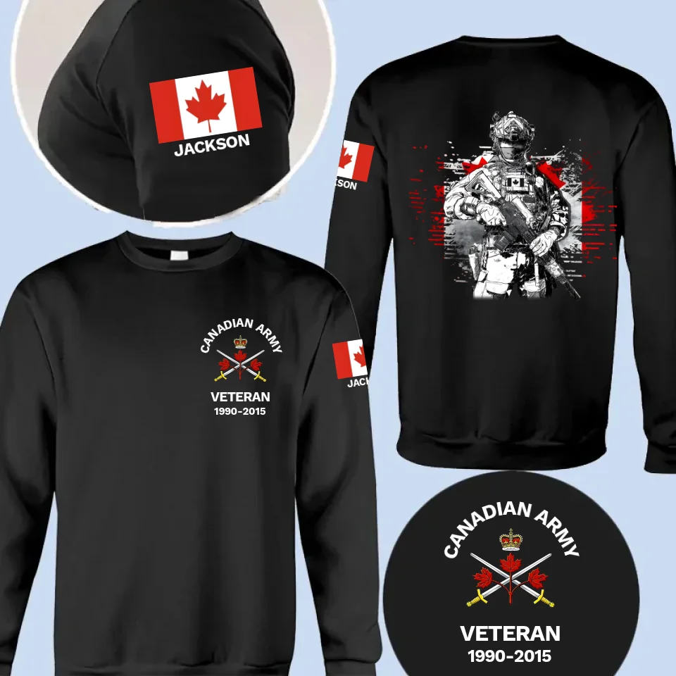 Personalized Canadian Veteran/Police/Firefighter logo Tshirt Printed