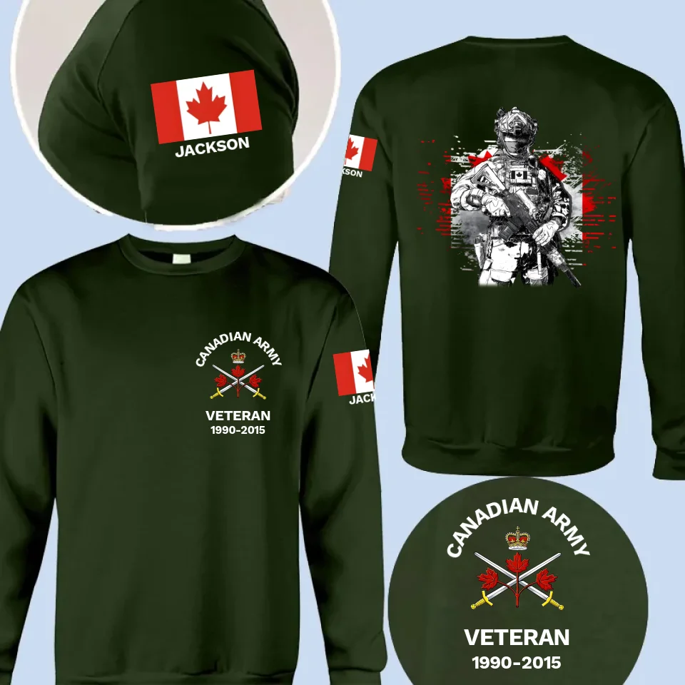 Personalized Canadian Veteran/Police/Firefighter logo Tshirt Printed