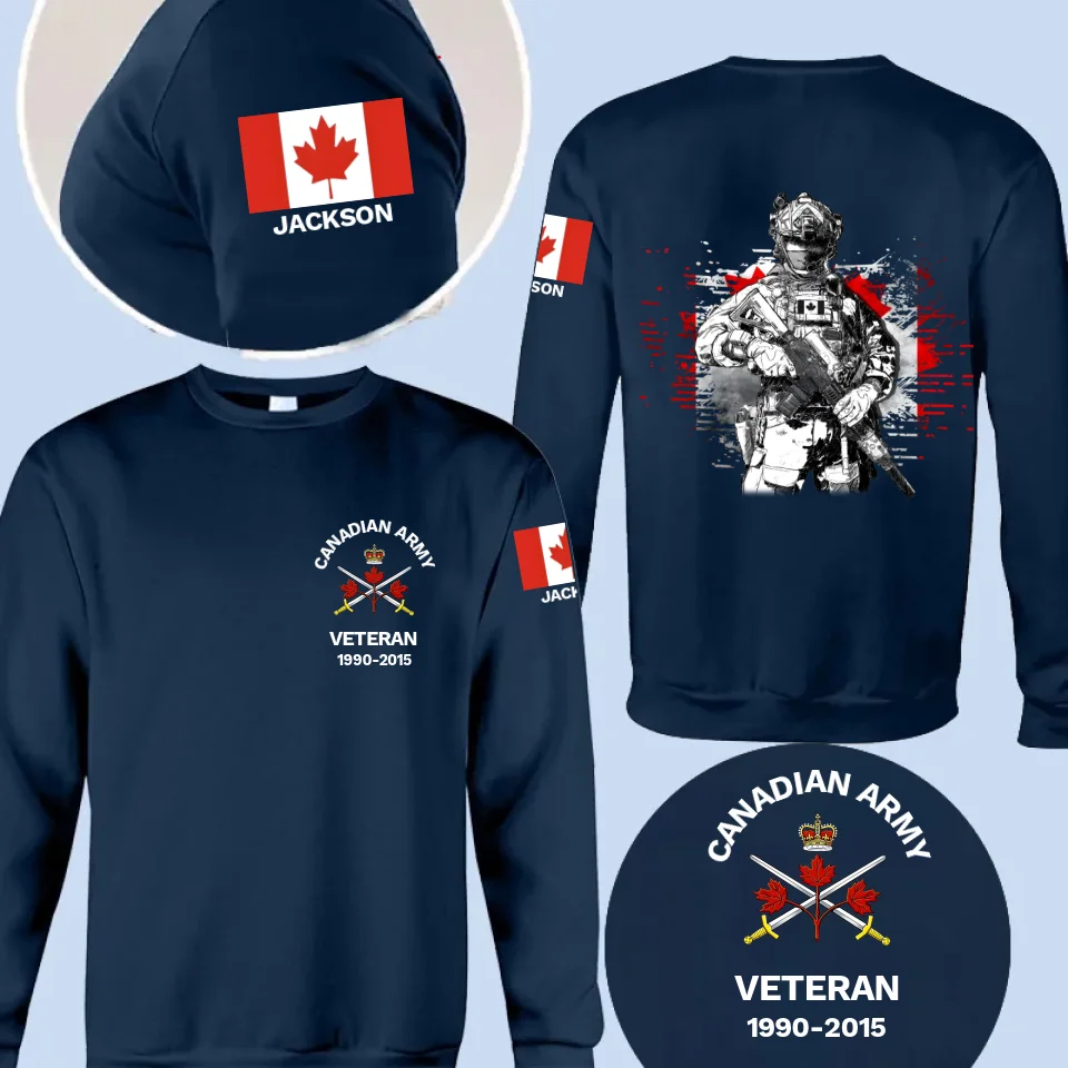 Personalized Canadian Veteran/Police/Firefighter logo Tshirt Printed