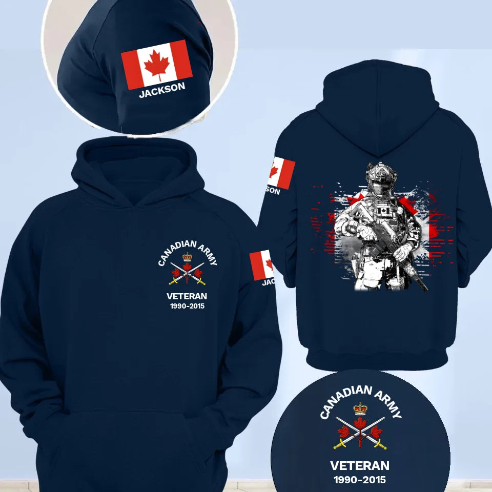 Personalized Canadian Veteran/Police/Firefighter logo Tshirt Printed